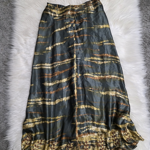 Soft Surroundings Dresses & Skirts - Soft Surroundings Dark Green Maxi Skirt with Gold and Bronze Stripe